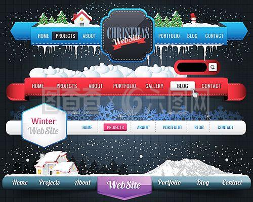 創意圣誕節新年主題網站導航